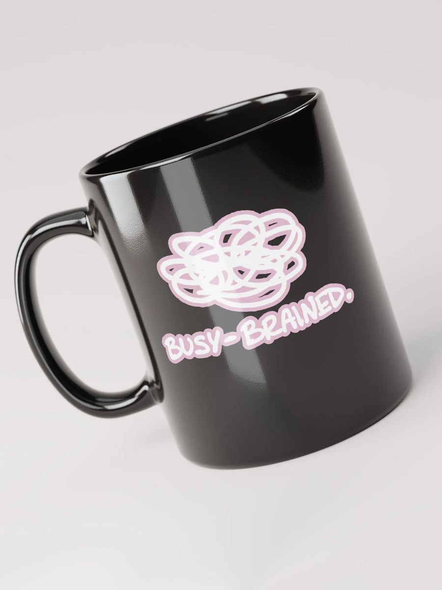 *not* mentally linear (lined design, #E1B9CE) glossy black mug product image (8)