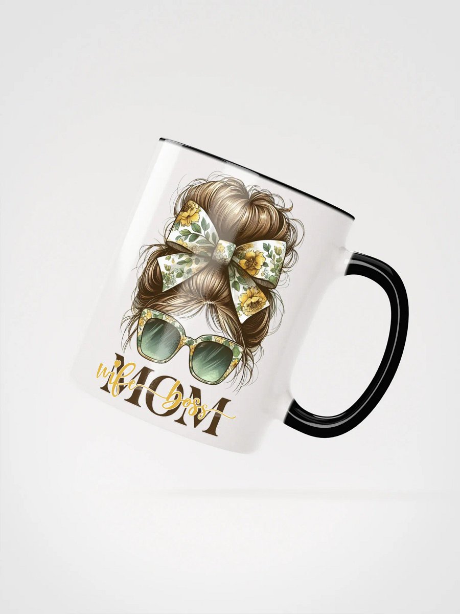Floral Bow Mom Wife Boss Messy Bun Mug product image (2)