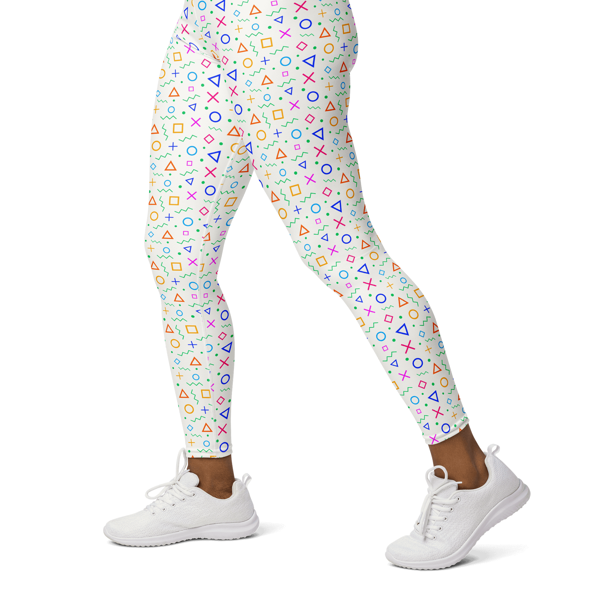 Geometric Groove High-Waisted Leggings - Colorful Shape Pattern Activewear product image (3)