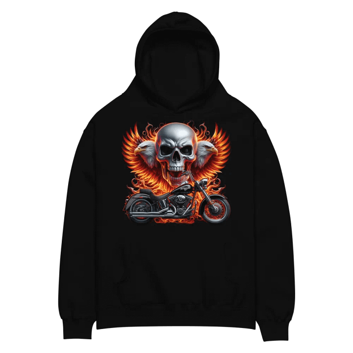 Flaming Skull Motorcycle Unisex Hoodie #12 product image (2)