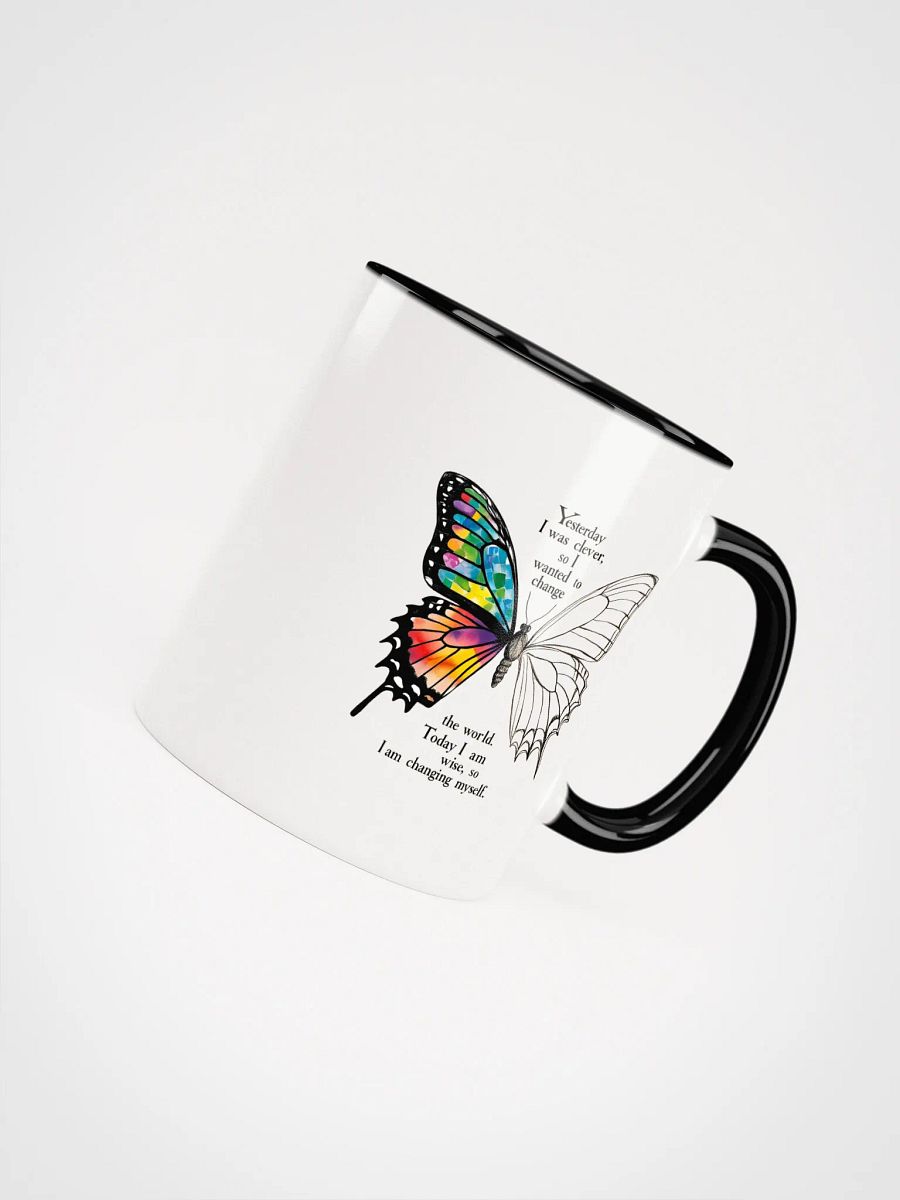 Yesterday I was clever, so I wanted to change the world. Today I am wise, so I am changing myself - Ceramic Mug with Color Inside product image (4)