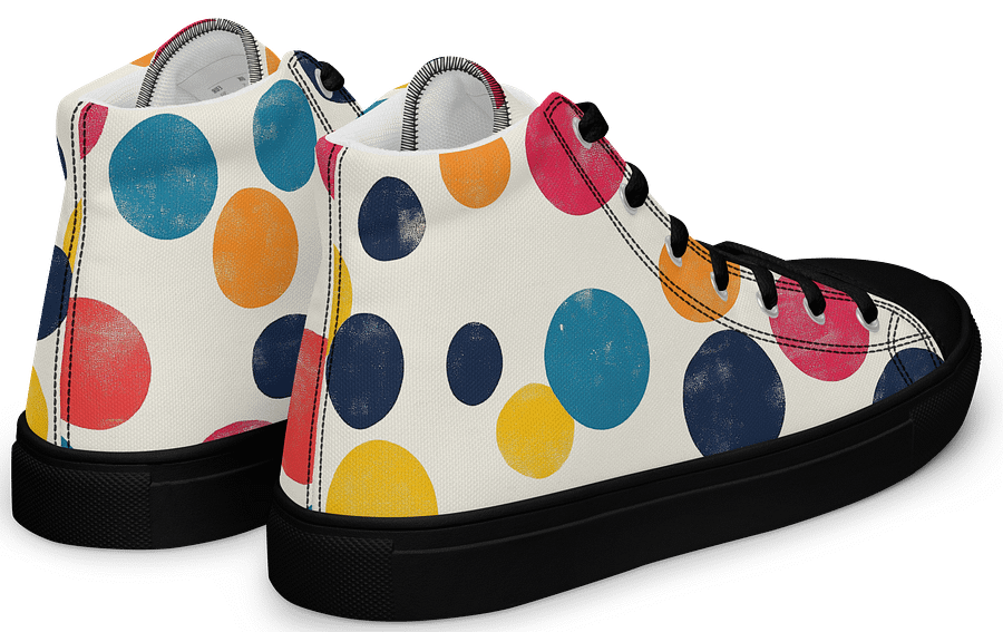 Polka Dot Illusion Vintage Retro Women's High Top Canvas Shoes product image (6)