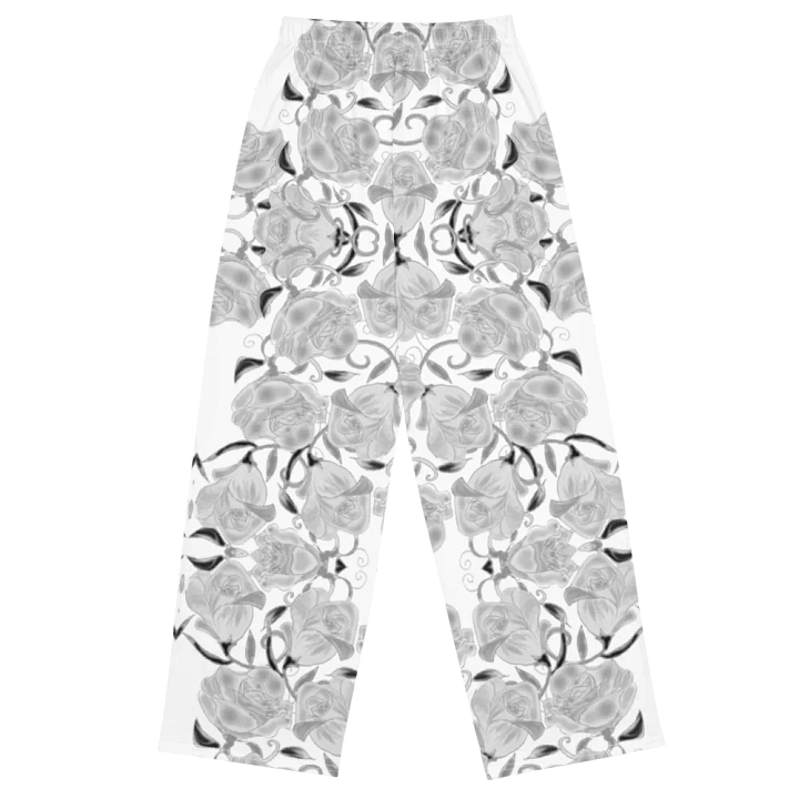 Gray Roses on White Wideleg Pants product image (1)