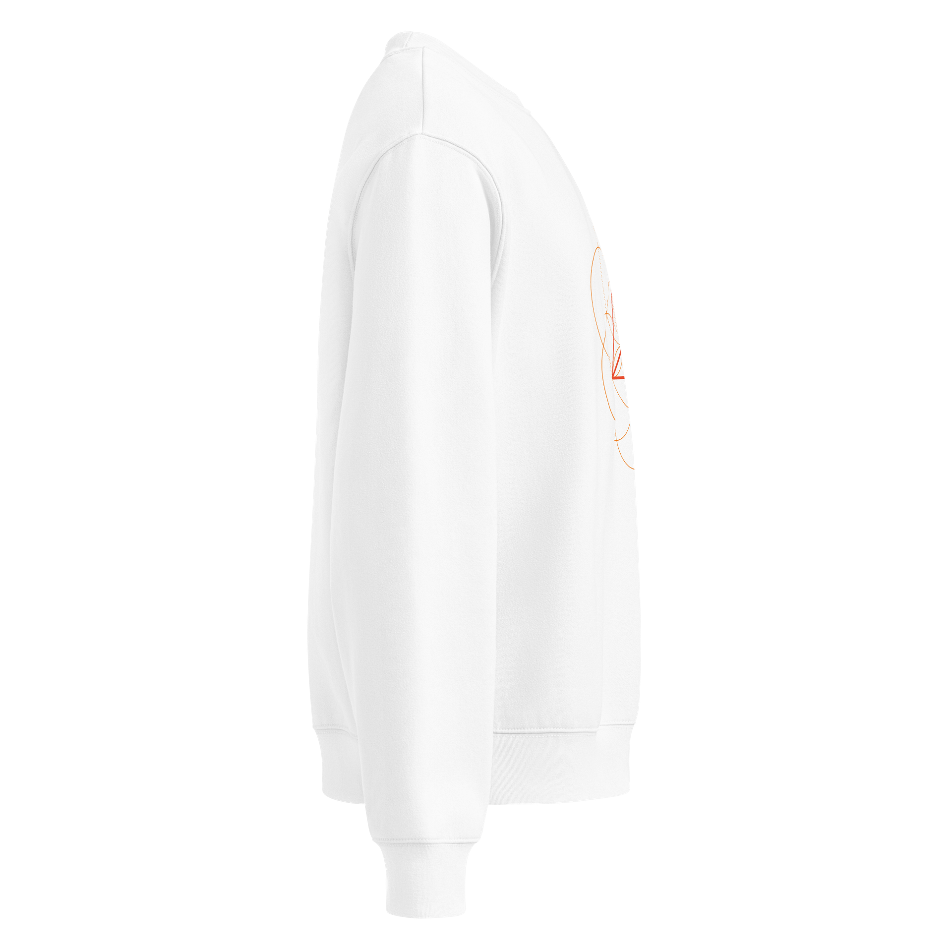 White Sweater – Red-Orange Tetrahedron (Centered Front & Upper Back Print) product image (4)