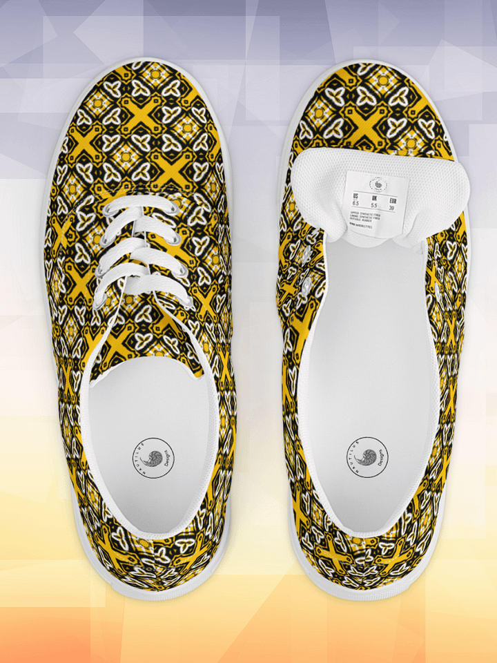 Symmetry in Yellow: Women's Lace-Up Canvas Shoes product image (2)