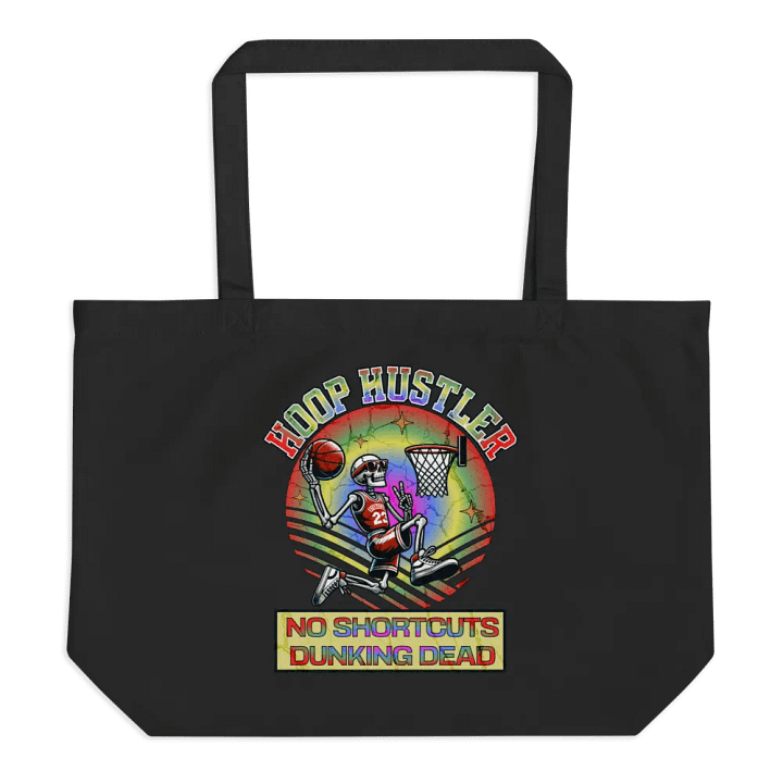 Hoop Hustler No Shortcuts Dunking Dead Skeleton Organic Tote product image (1)