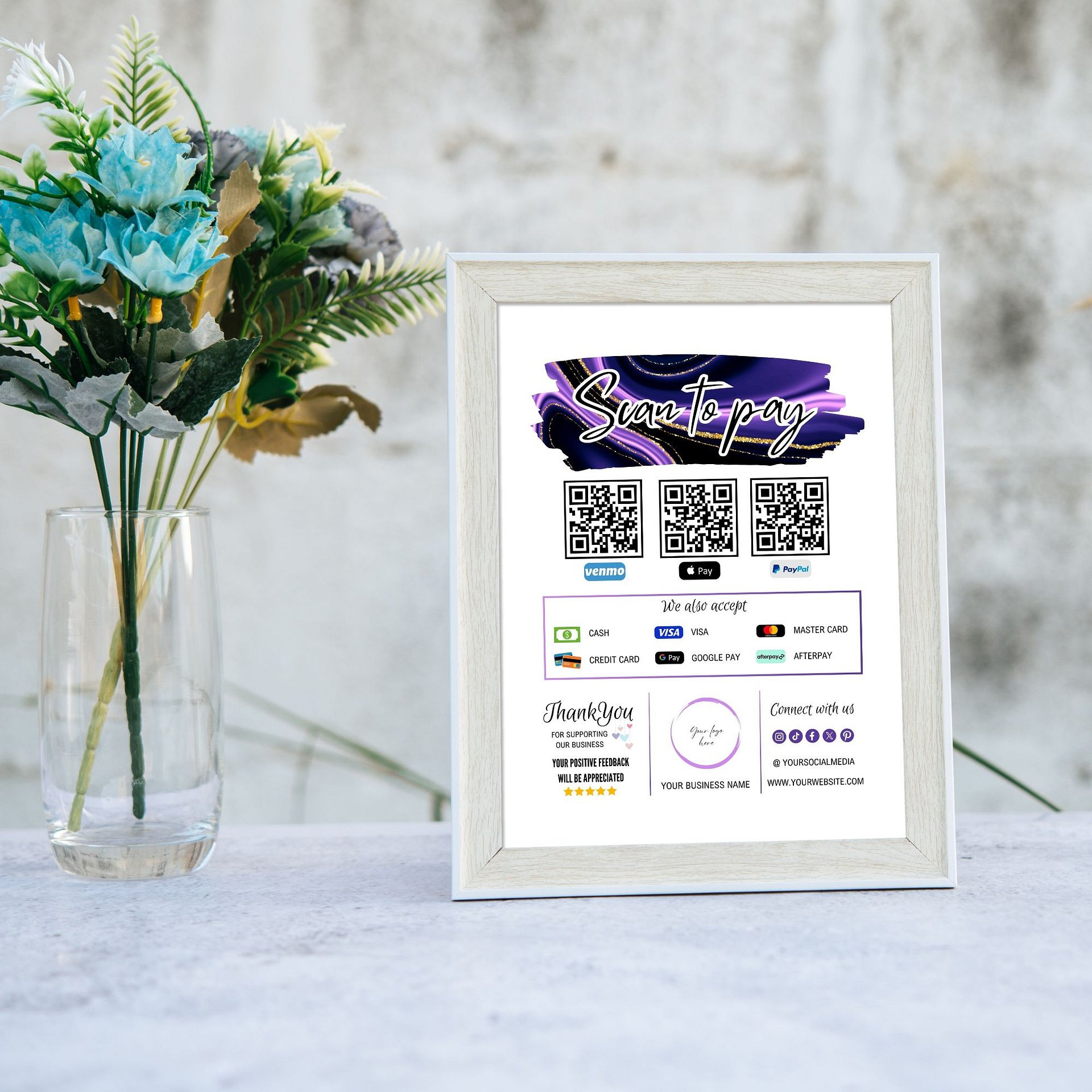 Amethyst - Scan To Pay QR Code Sign Template product image (7)