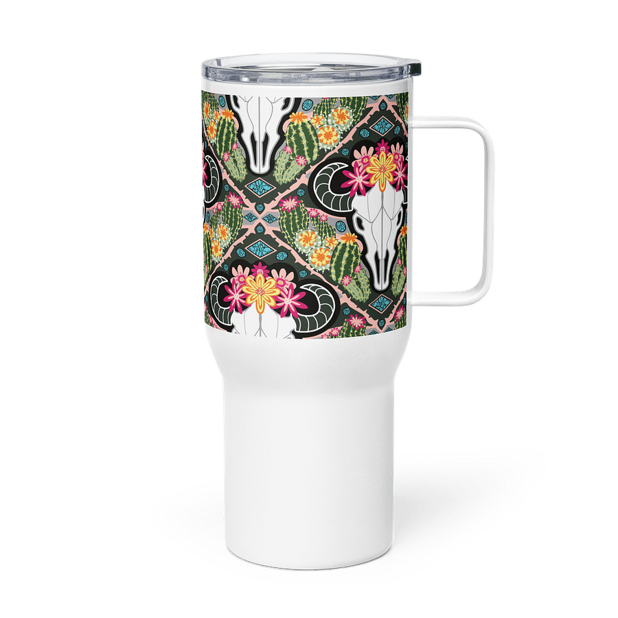 Western Americana Cacti Cow | 25oz/40oz Travel Mug | 🌵☕ | Allcolor 267 Stainless Steel Mug with Handle | Insulated, Spill-Proof | by MONIQUE FAELLA DESIGNS™ product image (3)