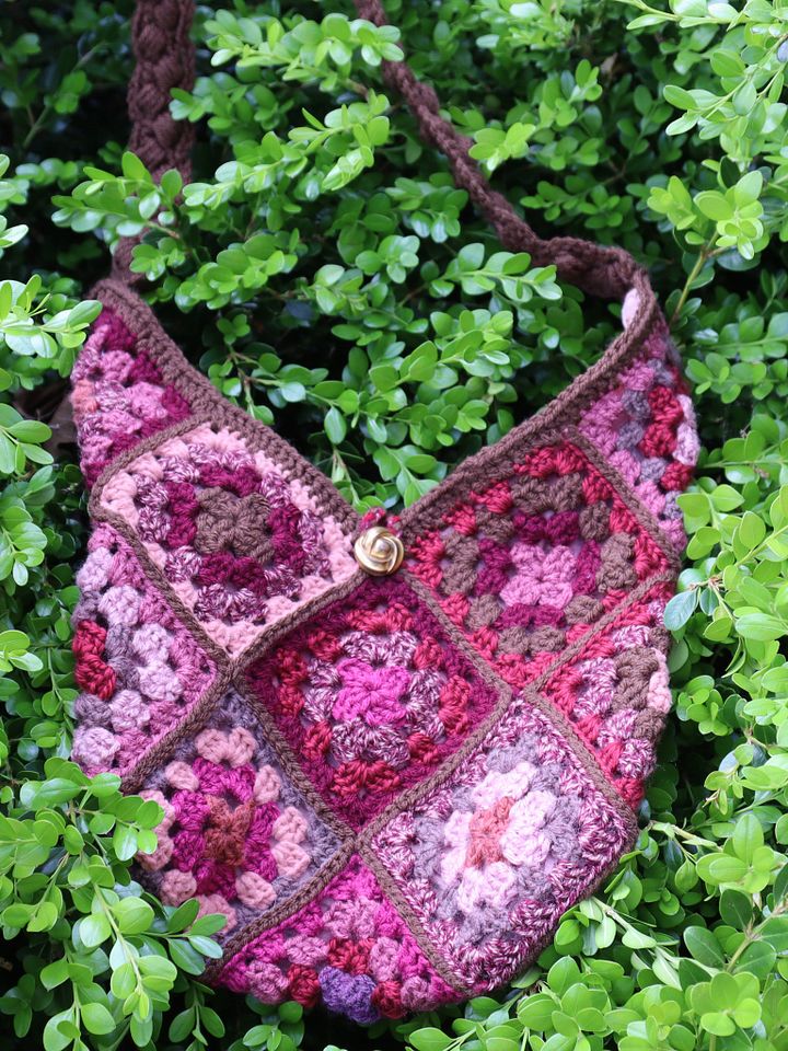Rose Tones Crochet Crossbody Bag - Handmade and One of a Kind product image (1)