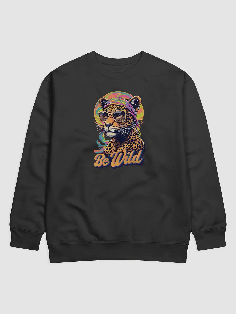 Groovy "Be Wild" Psychedelic Leopard Crewneck Sweatshirt product image (1)