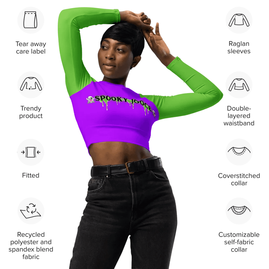 SPOOKY JOOCE Long Sleeve Crop Top - Purple/Green product image (9)