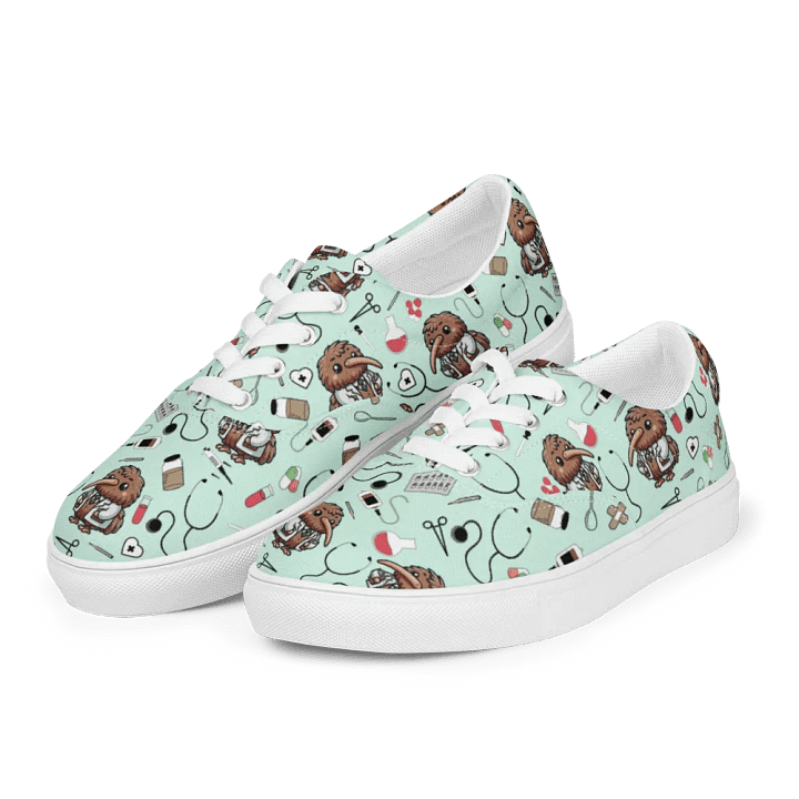 Cute Medical Kiwi Lace-up Canvas Shoes (Green) product image (1)
