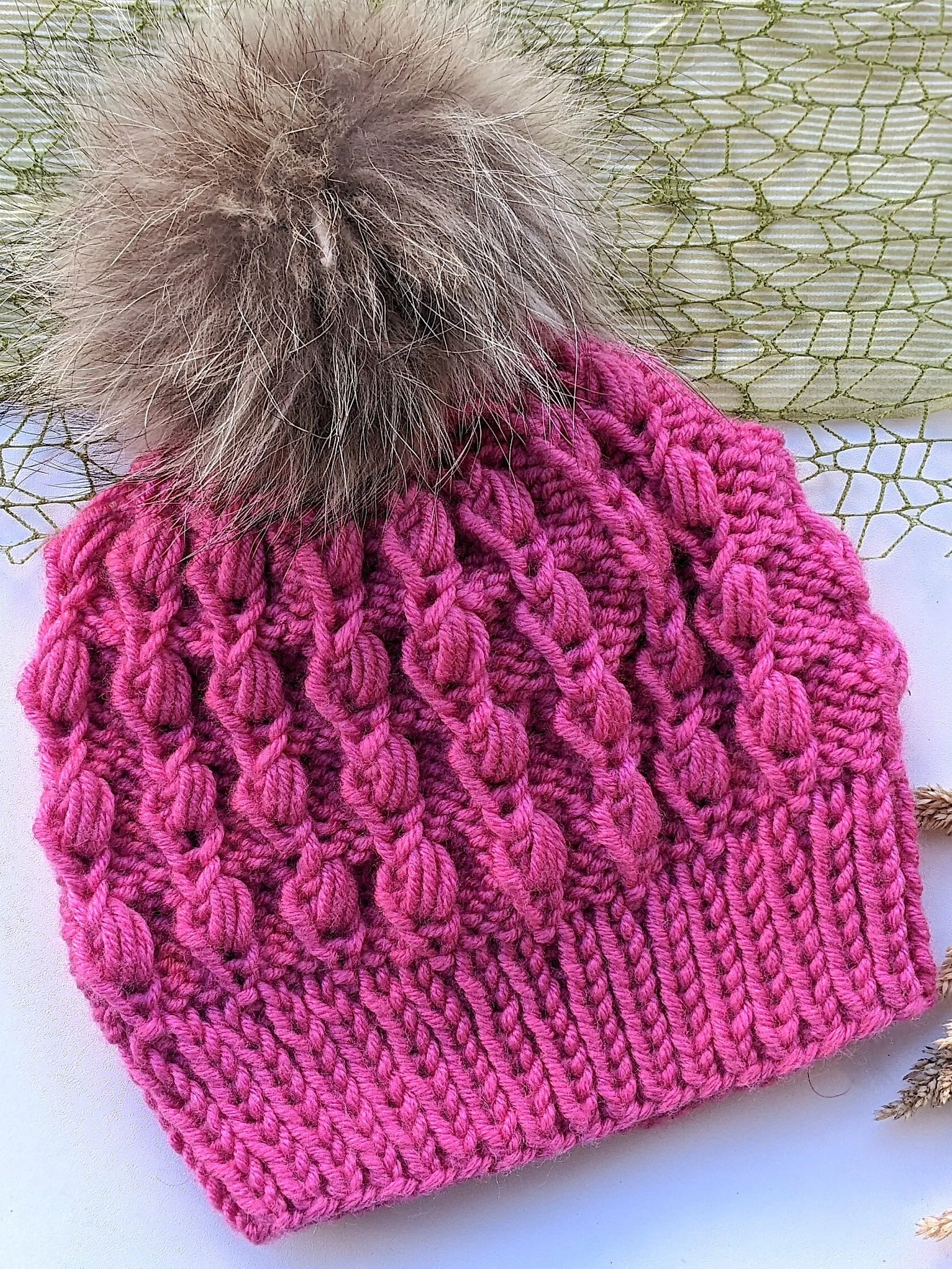 Fiore Knit Hat Pattern (Puff Stitch) product image (1)