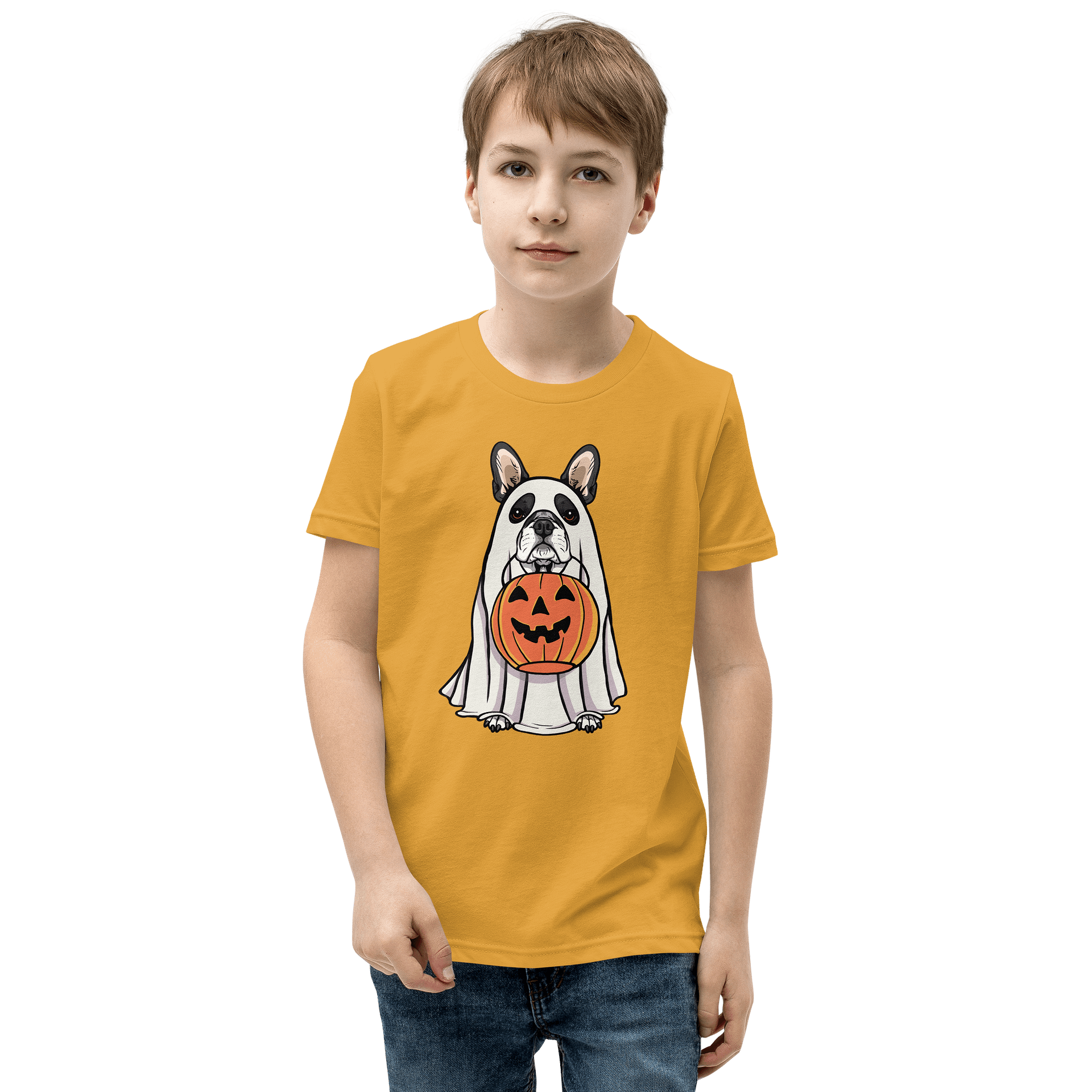 Halloween Boston Terrier(Black & White) Youth T-Shirt product image (1)