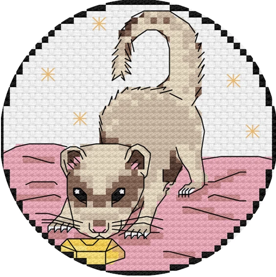 Zodiac Ferret - Scorpio Citrine Ferret Cross Stitch Pattern (Digital PDF) product image (1)