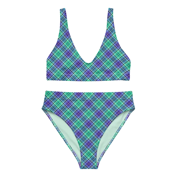 Bright Green and Purple Plaid Bikini product image (2)