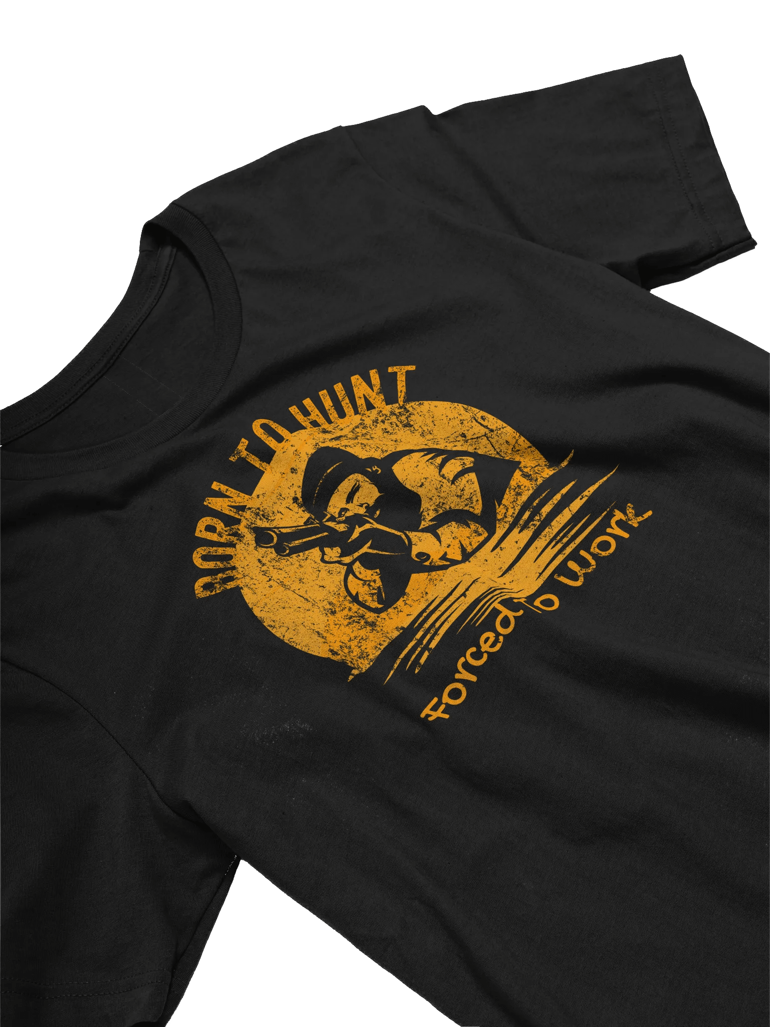 Hunting T-Shirt, Outdoor Enthusiast Tee, Retro Grunge Hunt Shirt, Born to Hunt, Forced to Work, Unisex Cotton Top product image (3)