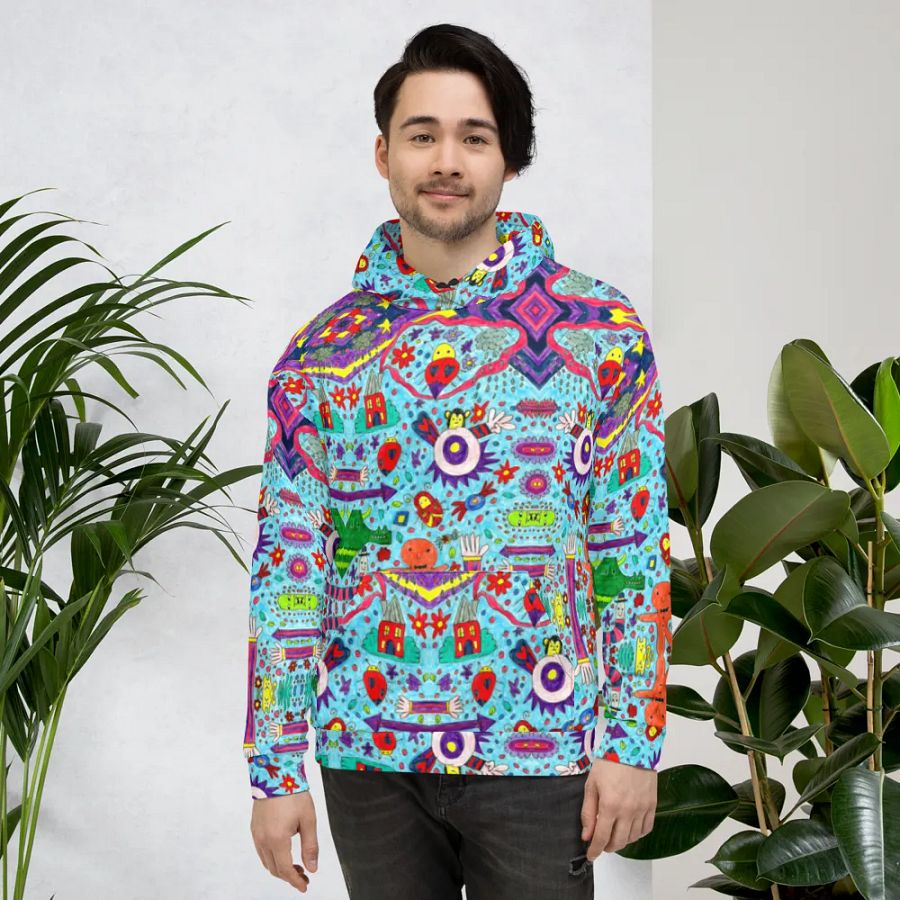 Abstract Doodle Characters Unisex Pull Over Hoodie product image (4)