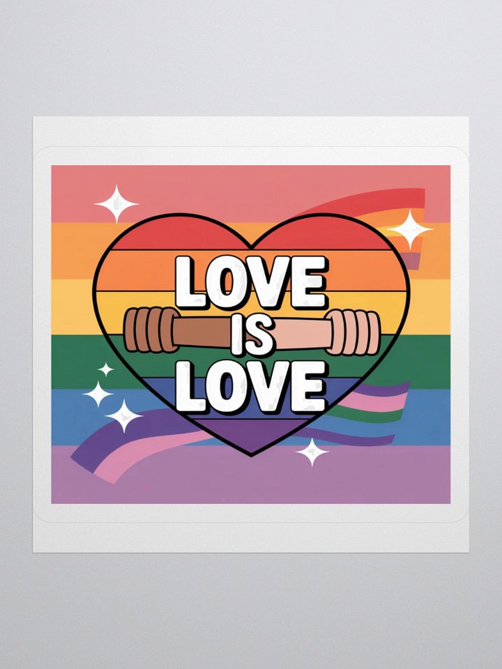 Exclusive 'Love is Love' Rainbow Heart Sticker with Interlocked Hands product image (3)
