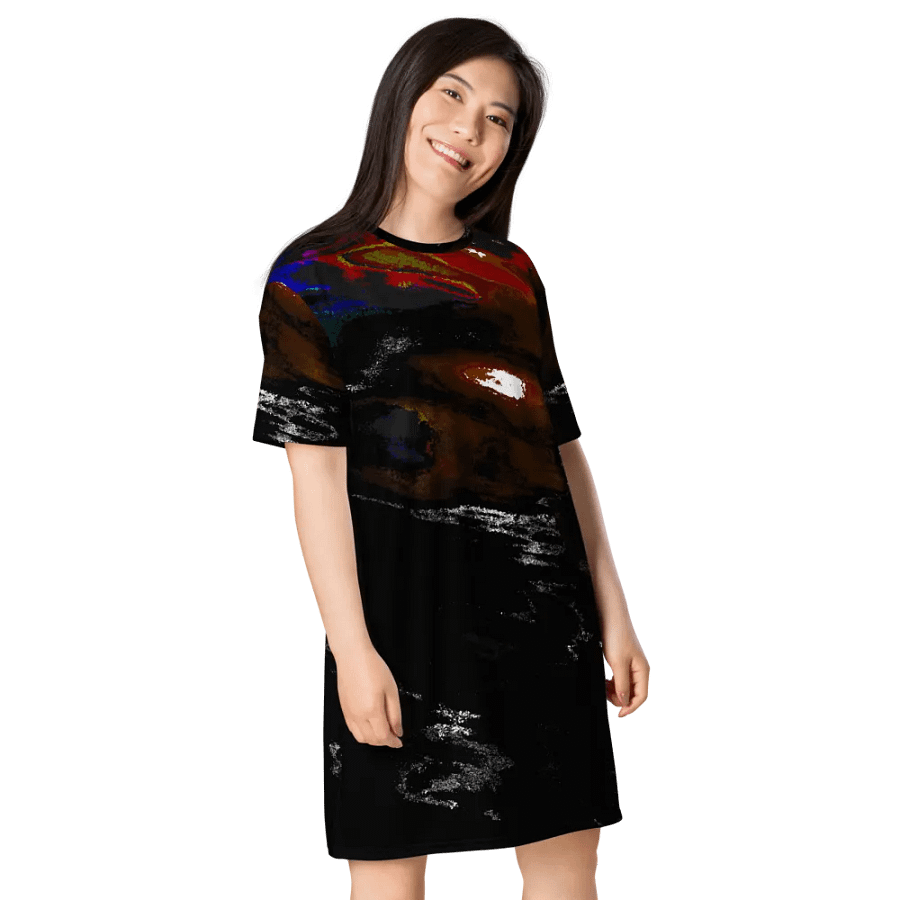 Abstract Vibrant Bold Colours Ladies T Shirt Dress product image (5)