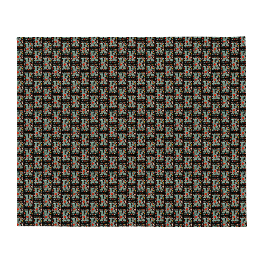 Valentine’s Monogram Letter K(4) Black Blanket product image (2)
