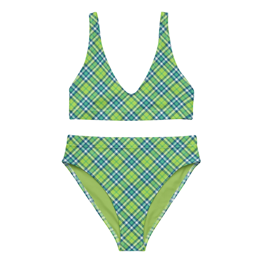 Lime Green and Turquoise Plaid Bikini product image (2)