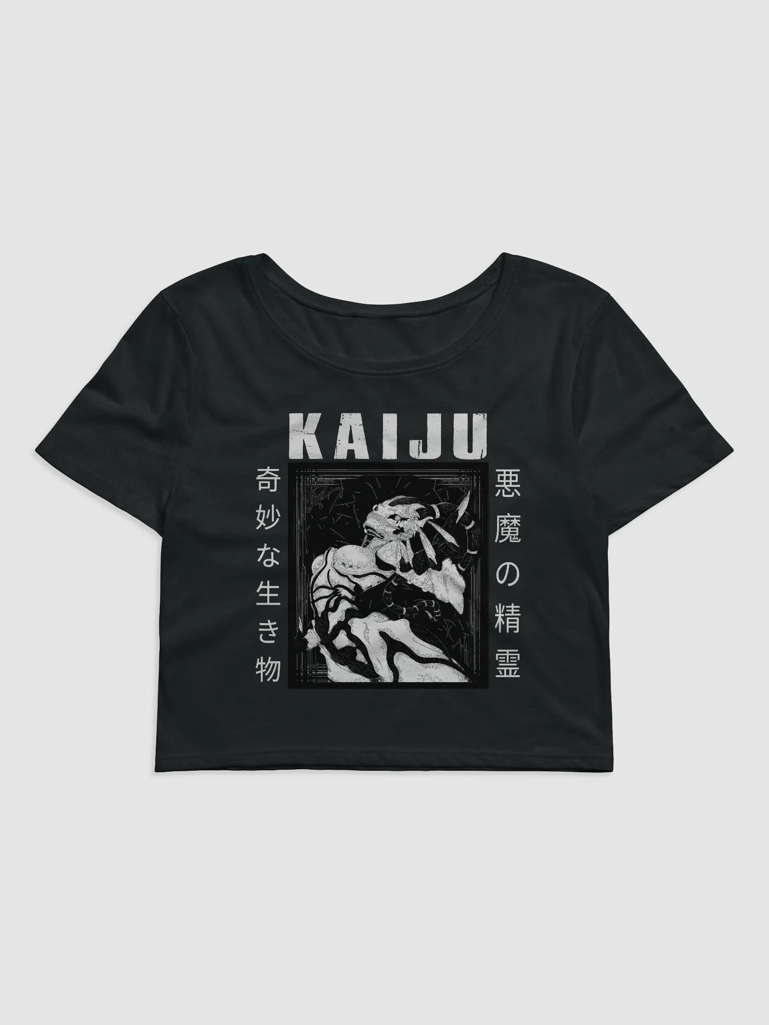 - [FRONT PRINT] - KAIJU Blackout Woman's Crop Tee product image (1)