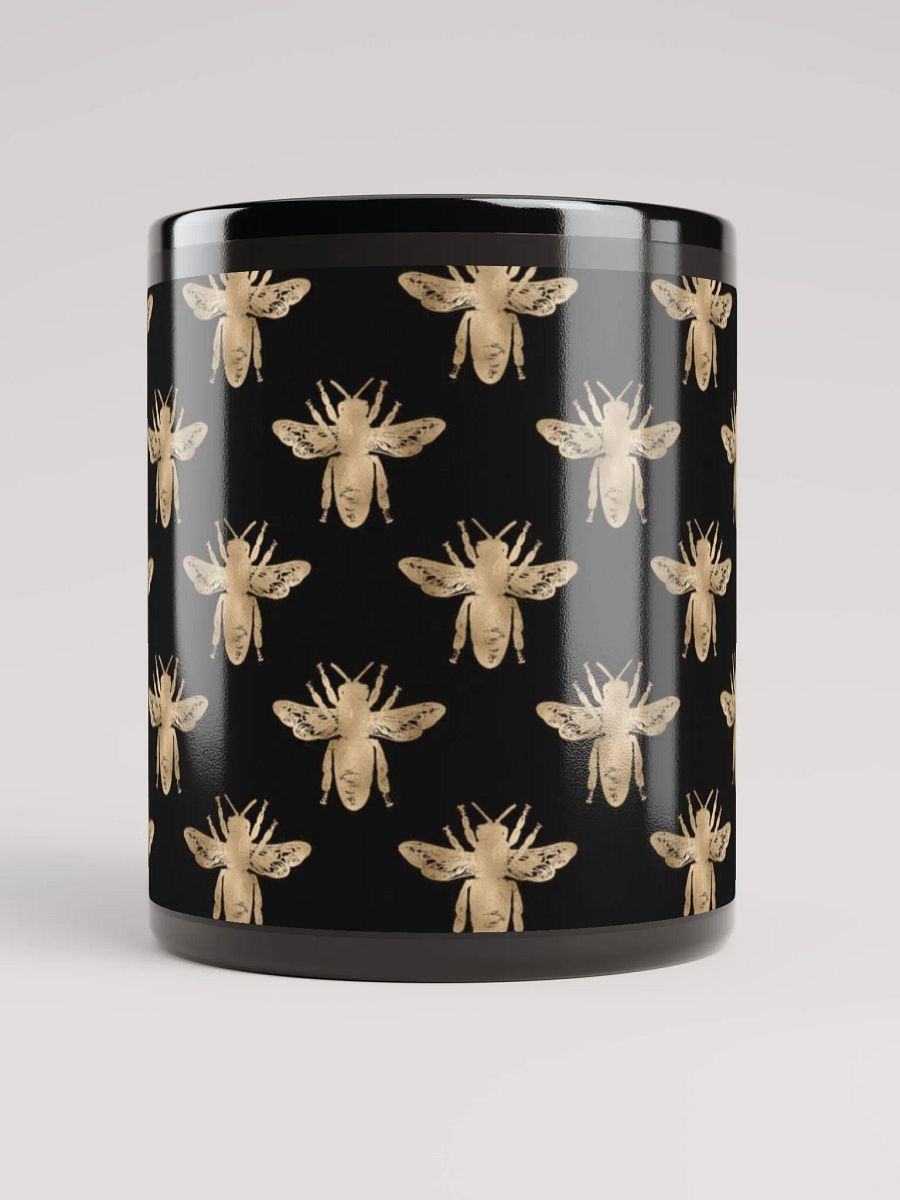 Golden Bees Patterned Black Mug product image (5)