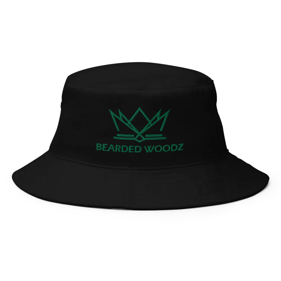 Bearded Woodz Black Bucket Hat (Green Embroidery) product image (1)