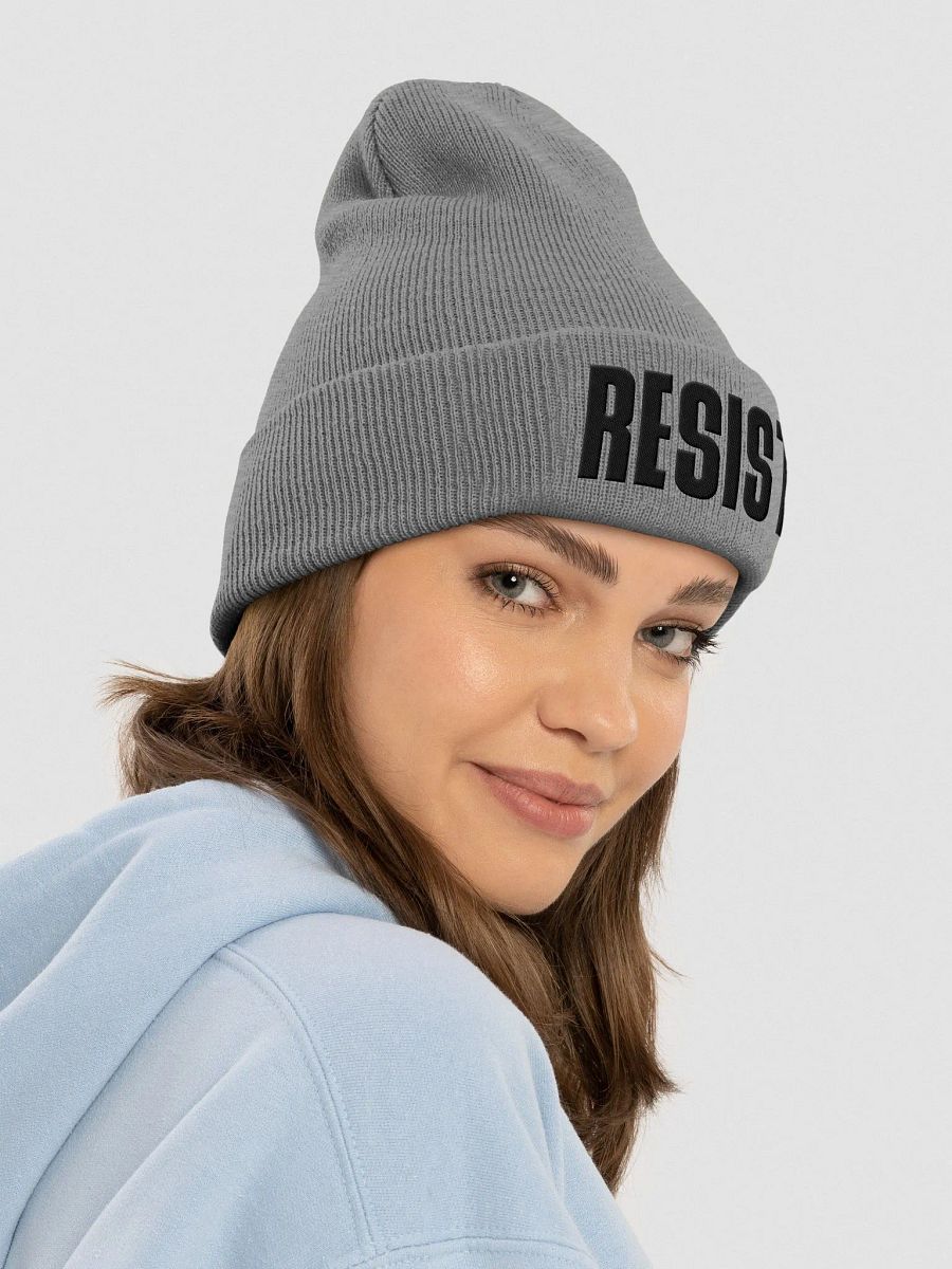 Resist Embroidered Knit Beanie, Resistance Skull Cap product image (5)