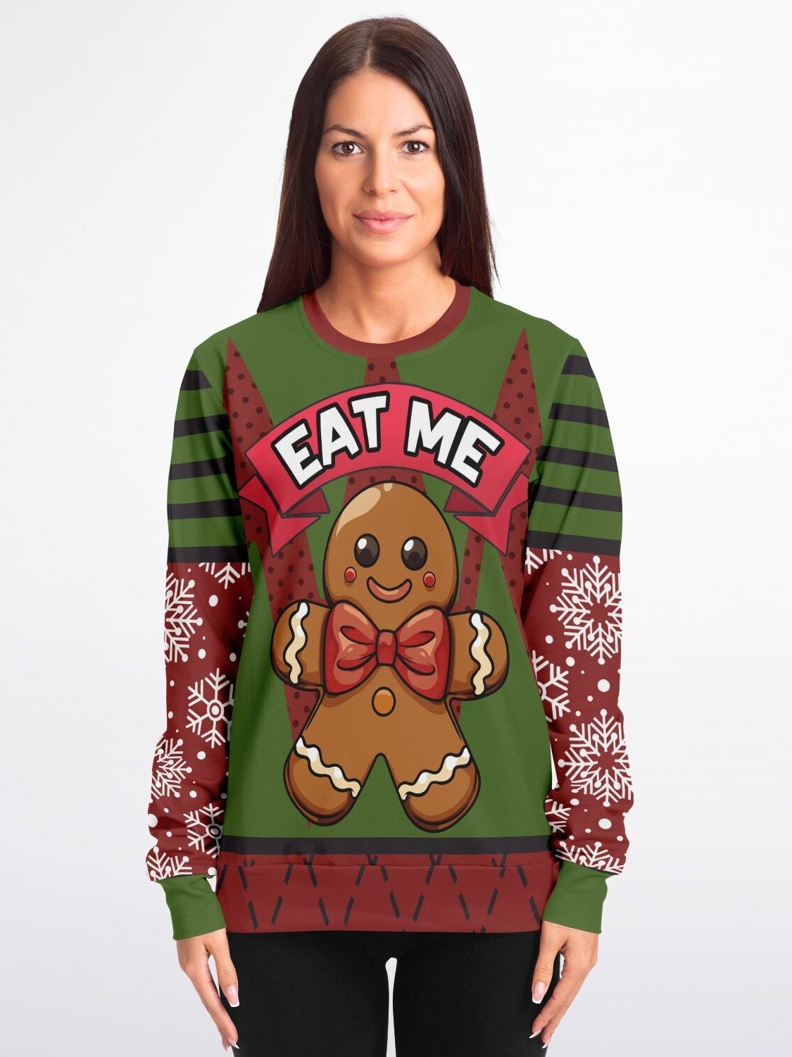 "Eat Me" Gingerbread Man Christmas Sweater | Funny Flirty Holiday Sweatshirt | Humorous Christmas Party Winter Outfit product image (3)