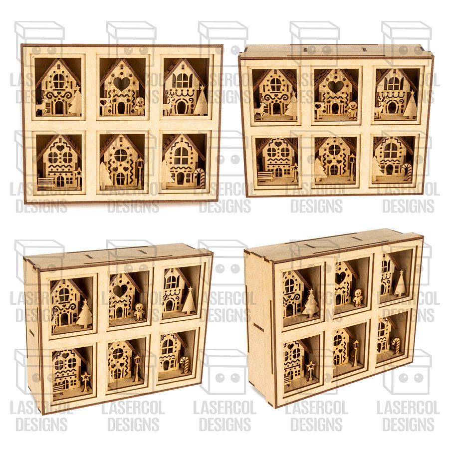 Christmas Houses Ornaments Boxes Set 1 (8 Houses Styles) - Laser Cut Files product image (8)
