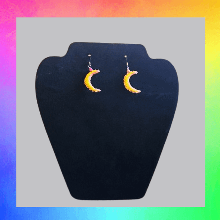 yellow and pink moon earrings product image (1)
