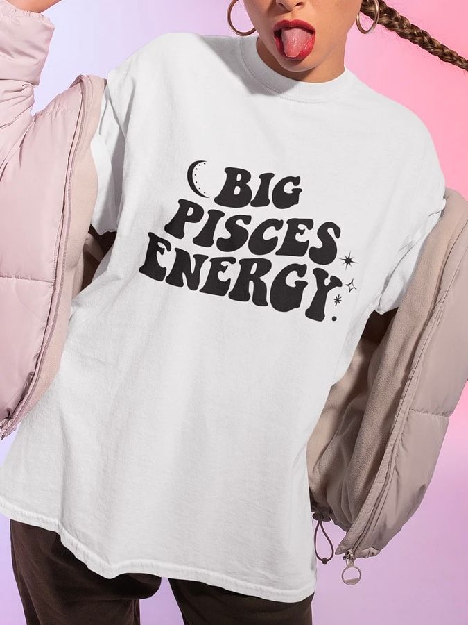 Big Pisces Energy T-Shirt (Black Logo) product image (1)