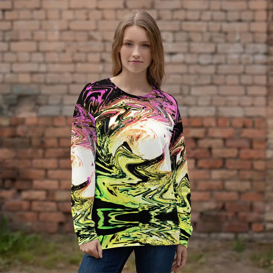 Abstract Neon Daisy Swirl Unisex Sweatshirt product image (1)