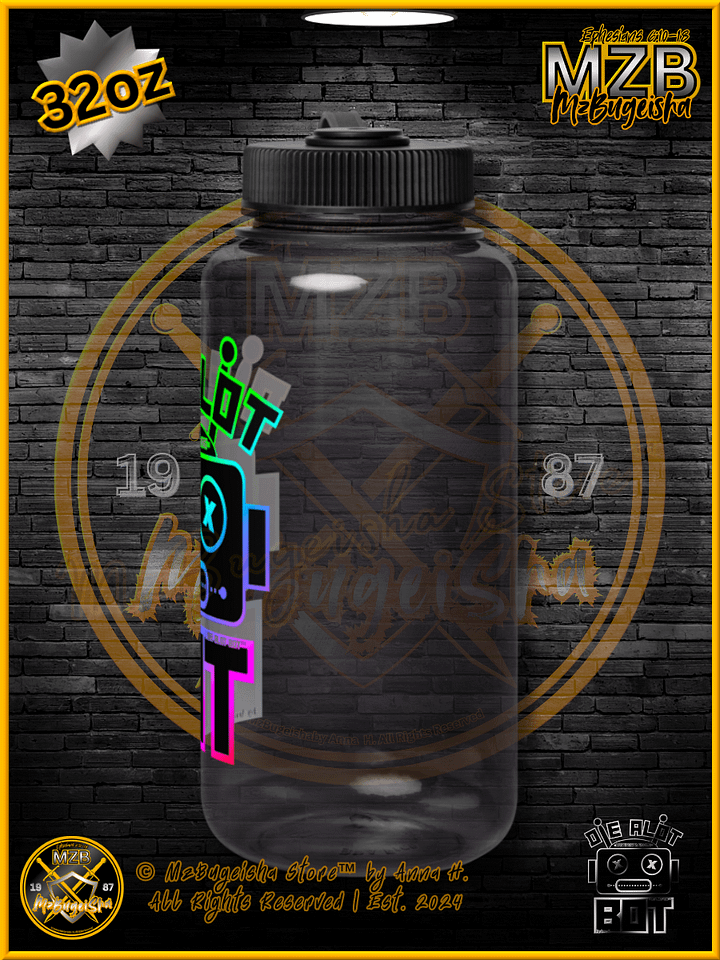 Sports Water Bottle - MzBugeisha™ "Die Alot Bot™ / DieAlotBot™" [spectrum/clear] 32oz Sports Water Bottle By Anna H product image (2)