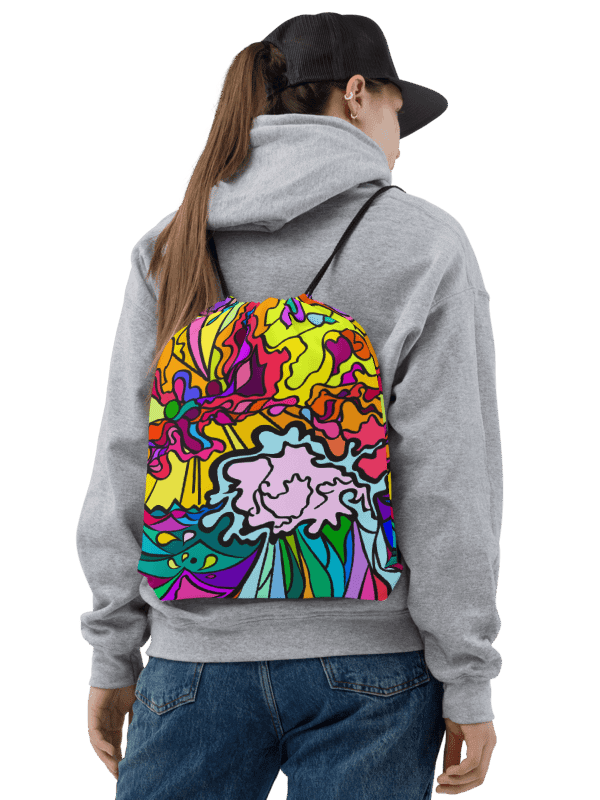 Vibrant Swirls All-Over Drawstring Bag – Wave at Sunset product image (2)