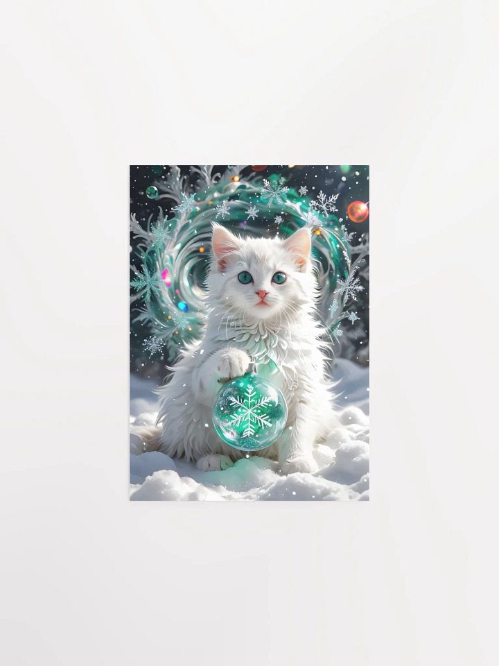 White Kitten with Snowflake Ornament Poster product image (3)