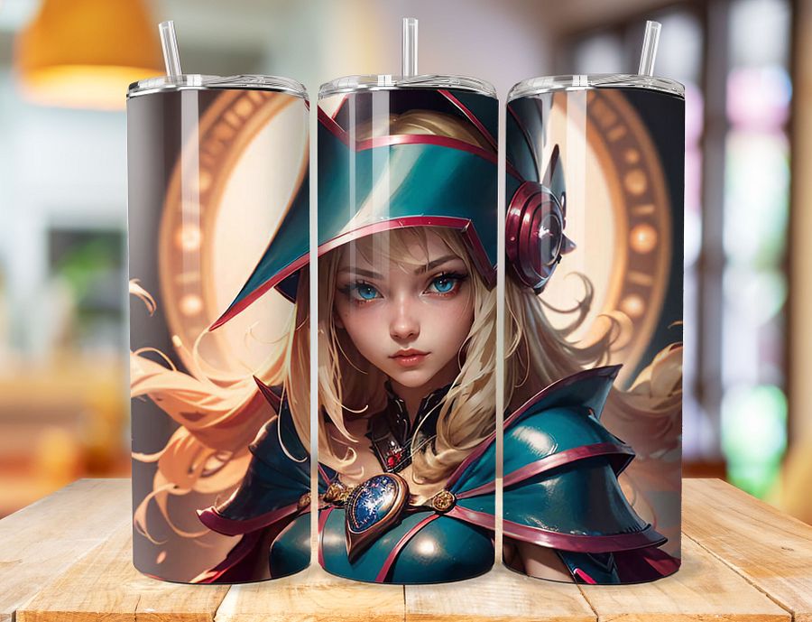 Dark Magician Girl 20 oz Stainless Steel Tumbler – Yu-Gi-Oh! Spellcaster Icon Design product image (1)