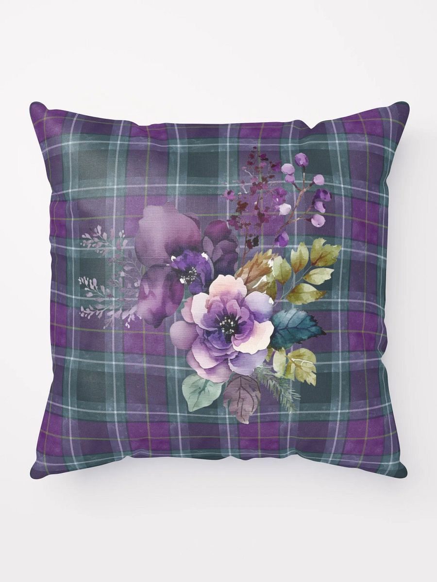 Purple/Green Plaid Pillow with Floral Design product image (9)