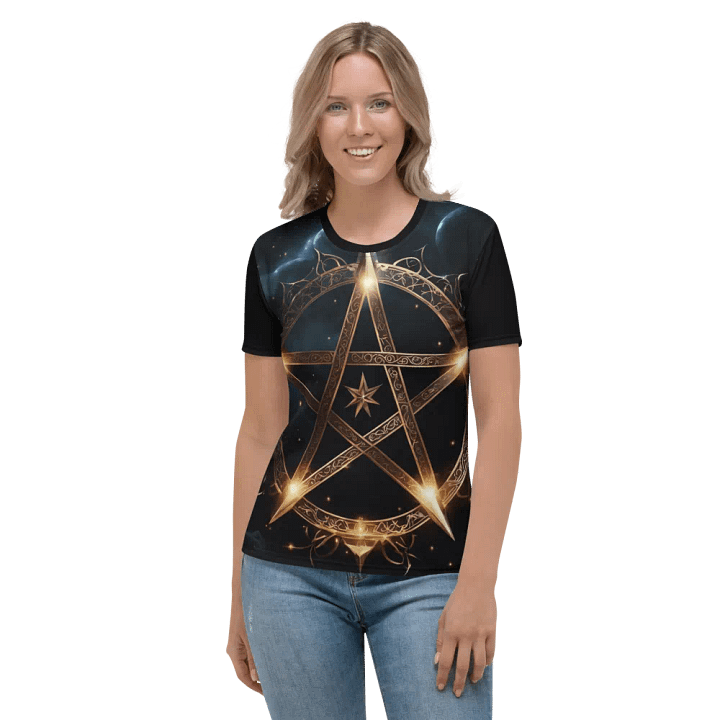 Black and Gold Star Symbology TShirt - front print product image (1)