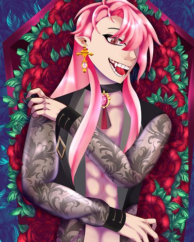 aster from Nu carnival but his in SSR sexy vampire form #nucarnival #nucarnivalaster #nucarnivalfanart