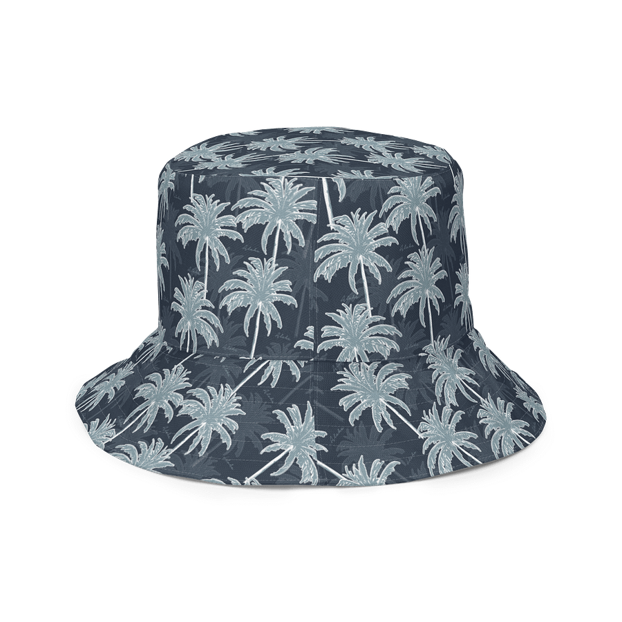 Tropical Palm Tree Bucket Hat – Navy & Ice Blue with Red Interior product image (8)