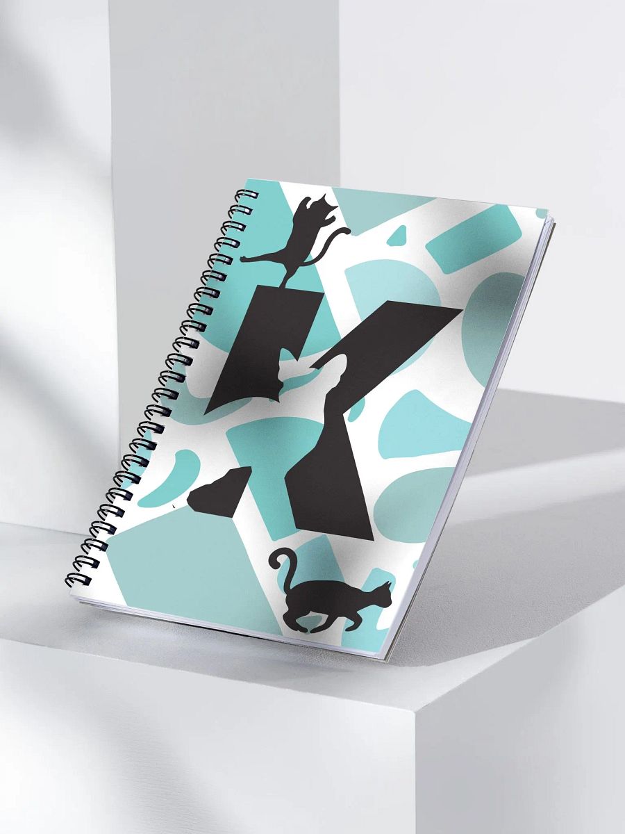 Monogram Letter K Cat Lover Geometric Blues Notebook product image (3)