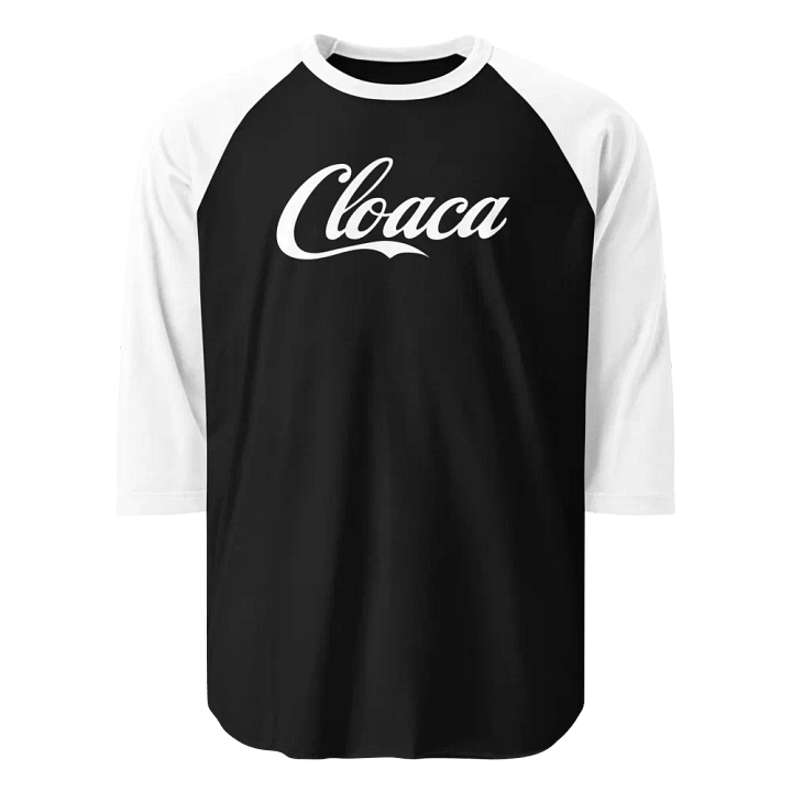 Cloaca Cola raglan (white text) product image (1)