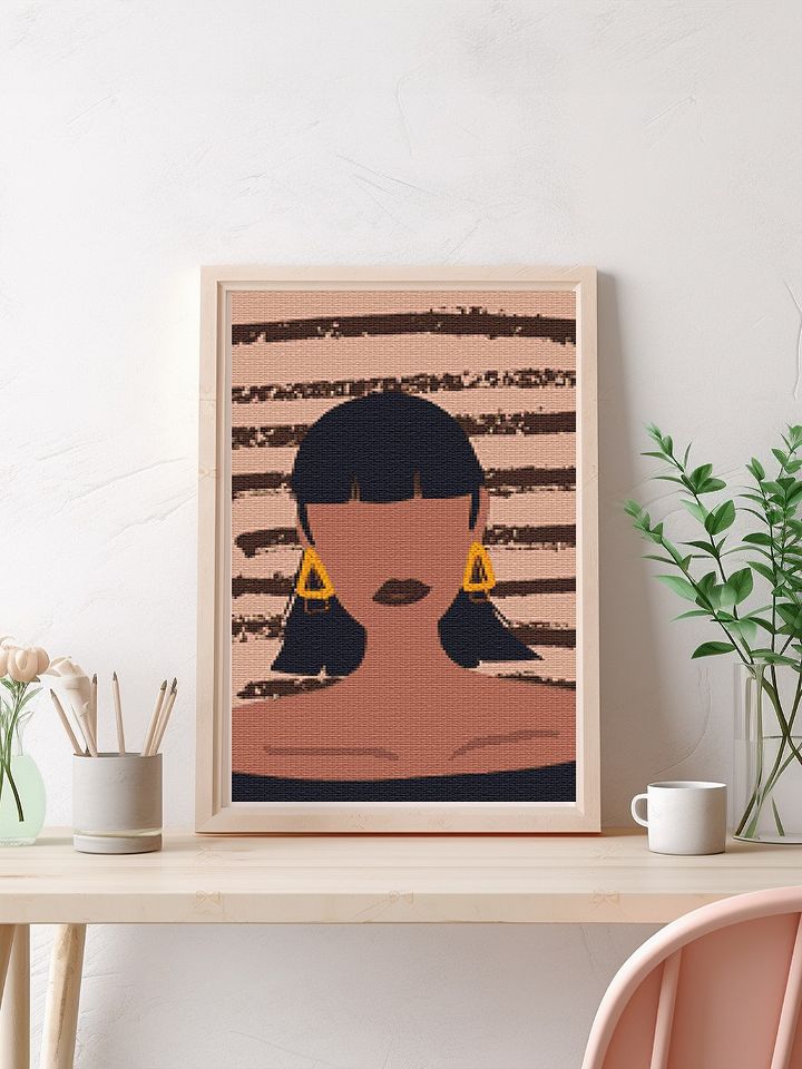 Elegant Minimalist Woman in Black | Printable Cross Stitch Pattern product image (2)