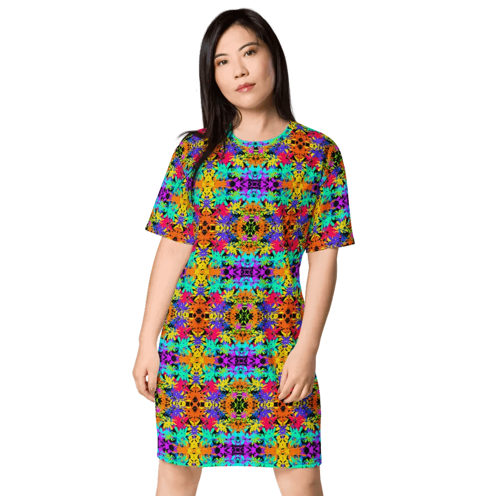 Bright Colourful Leaves Pattern Dress product image (9)