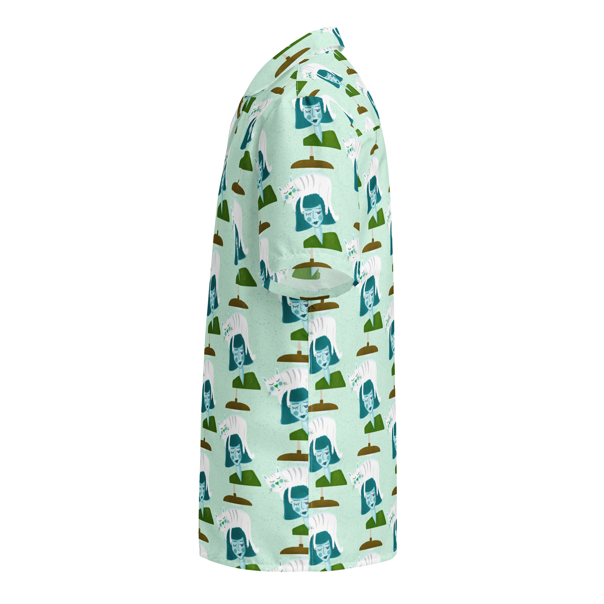 Cat Lady Hawaiian Shirt - Mint Green product image (3)