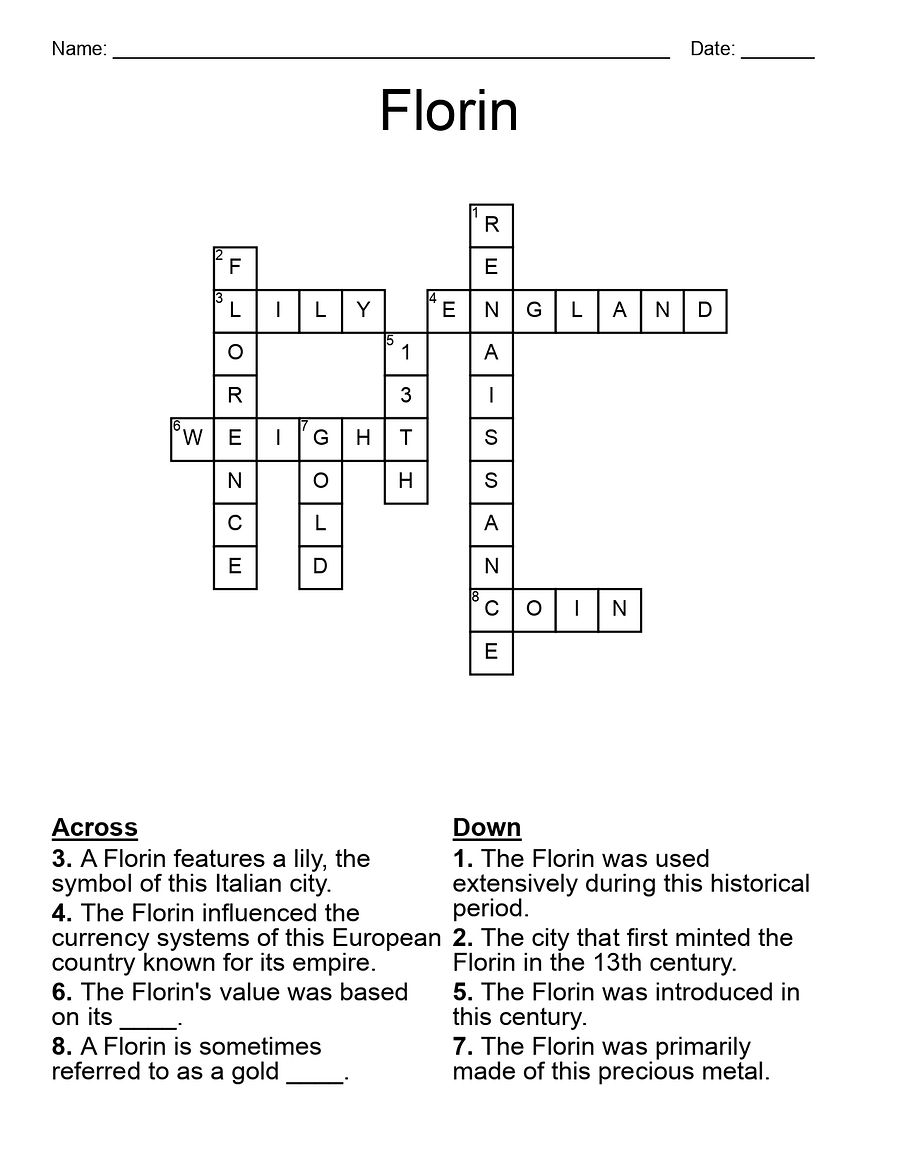 Old Gold Coin Crossword Puzzle - Florin product image (3)