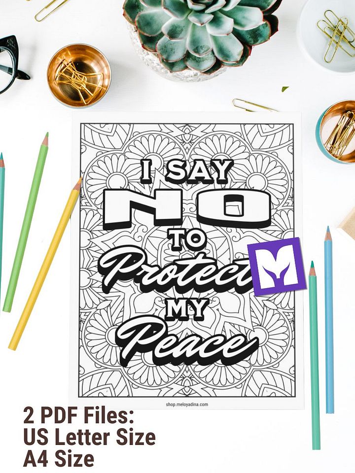 I Say No to Protect My Peace - Free Printable Coloring Page for Adults product image (1)